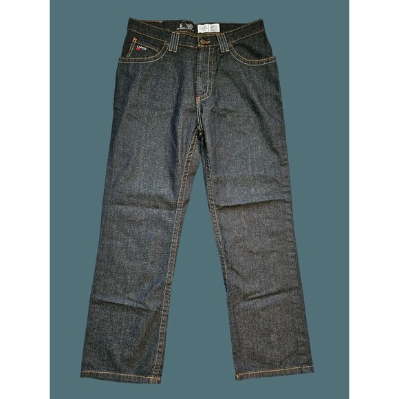 LAPCO FR Modern Design Topstitching Straight Leg Dark Wash Work Jeans Men 34x30 - Picture 1 of 9